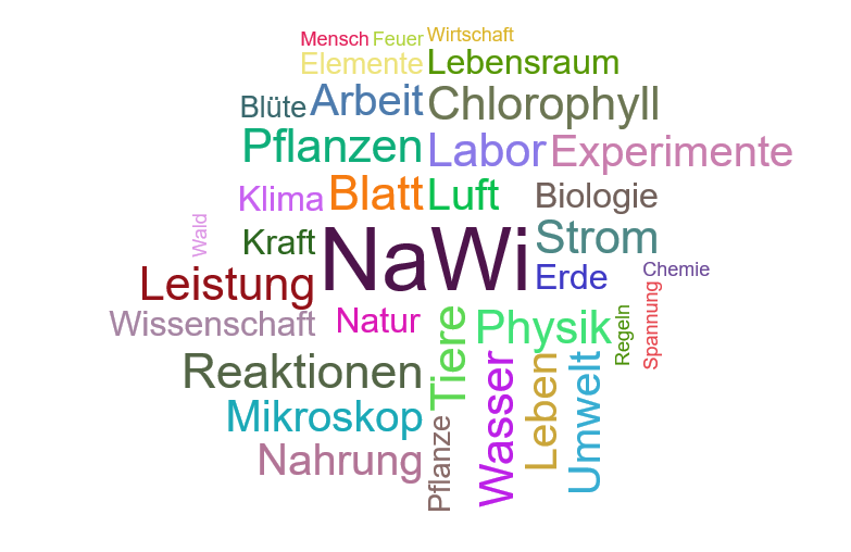 Wortwolke 'Profil Naturwissenschaften'